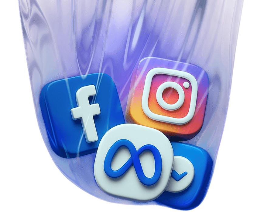 Facebook, Instagram, and Meta social media platform icons